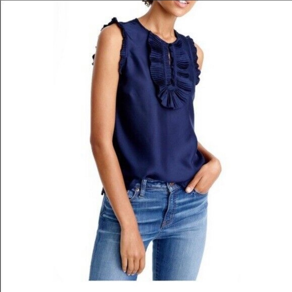 J.Crew silk tuxedo front sleeveless blouse